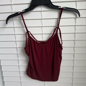 Deep Red Camisole Top with Strap Detailing
